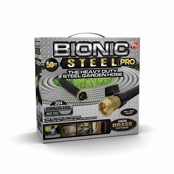 0.62 in. Dia. x 50 ft. Pro Heavy-Duty Stainless Steel Garden Hose, Silver, Bionic Steel, Mfr#: BI8611